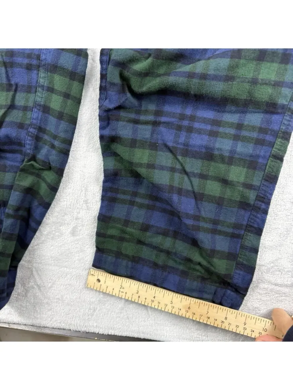 Roots Blackwatch Plaid Pajama Lounge Pants Men L Blue Green Flannel Home Casual